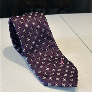 Breast Cancer Awareness Tie 100% Silk Purple Floral Men's Tie